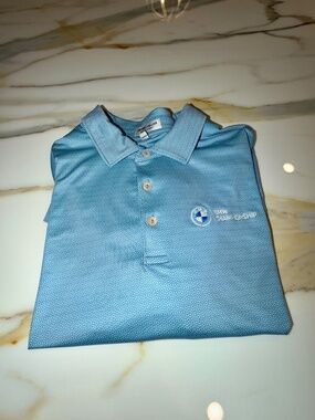 Peter Millar Summer Comfort BMW Championship polo shirt in light blue Sz XL